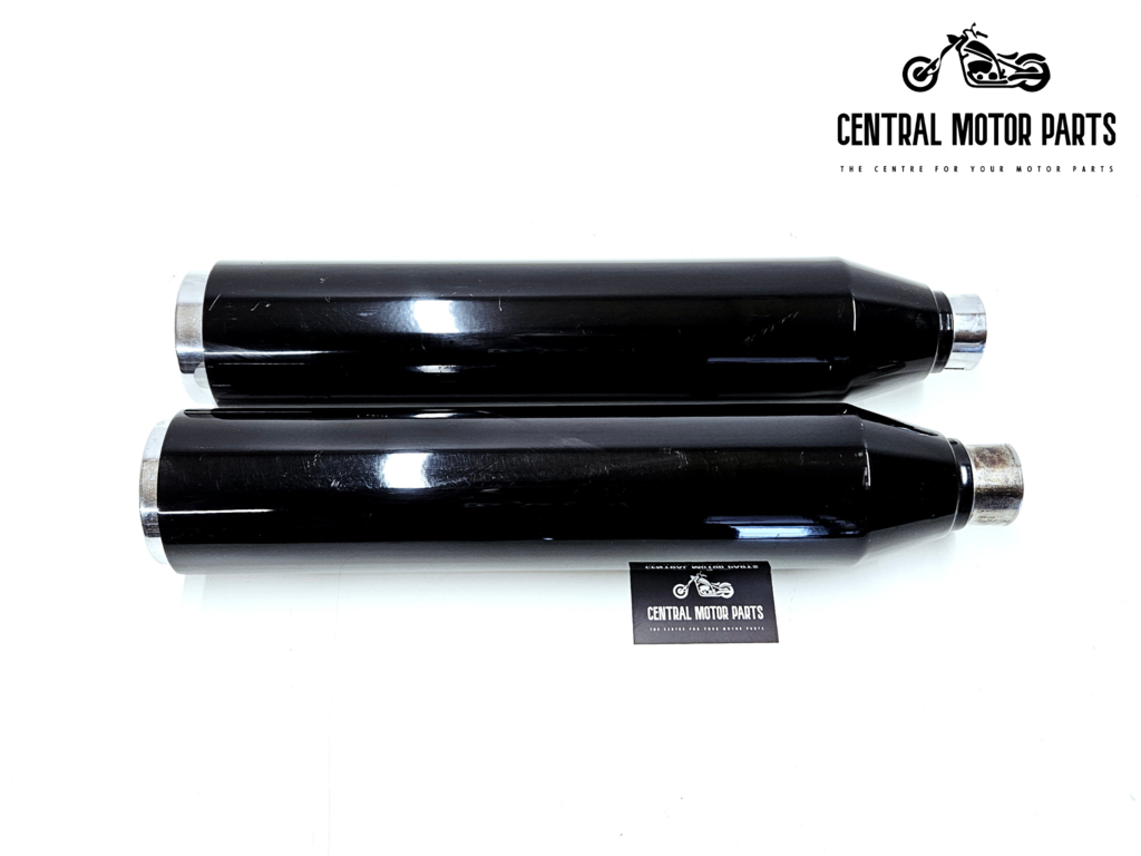 Slip ons Softail 2007-2017 chroom met glans zwarte hitteschilden – 64900171